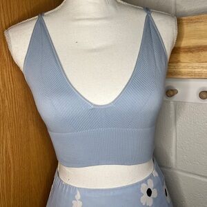 Full tilt double strap ribbed  crop/sports bra S/M